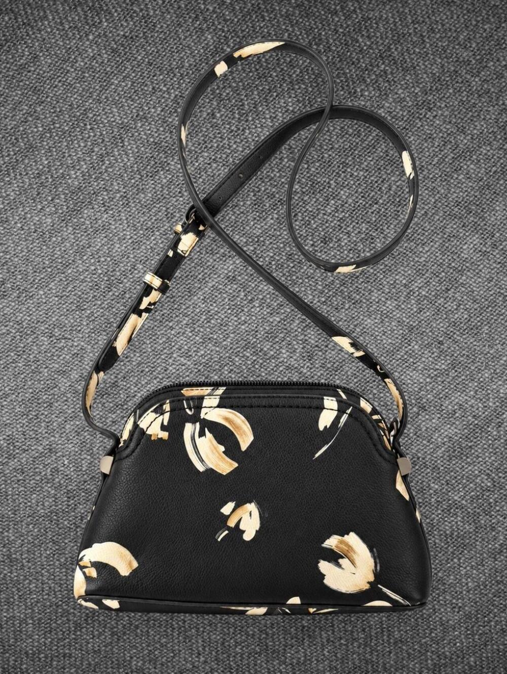 A New Day Black Floral Crossbody Bag Adjustable Strap